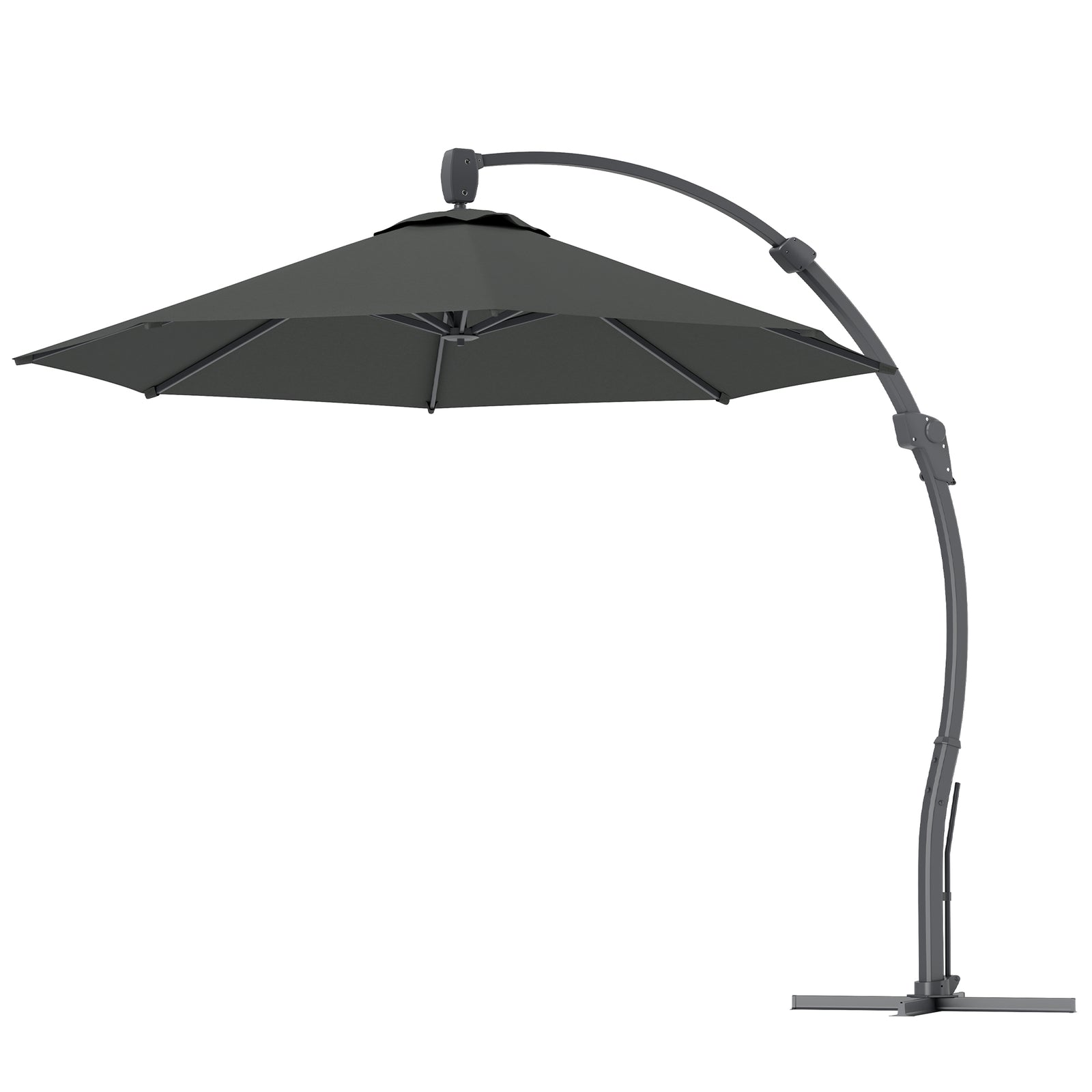 3(m) Garden Cantilever Parasol With Crank Aluminium Frame | Gray