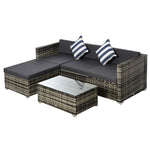 5 Pieces Rattan Sofa Set Wicker Sectional Cushion Patio | Grey