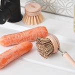 Bamboo Dish Brush With Long Handle & 3 Interchangeable Heads