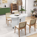 Folding Dining Table With 2-tier Shelves, White