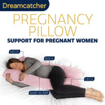 Pregnancy Pillow, U Shaped Shredded Memory Foam Maternity Cushion Machine Washable & Removable Velvet Cover | L | Pink
