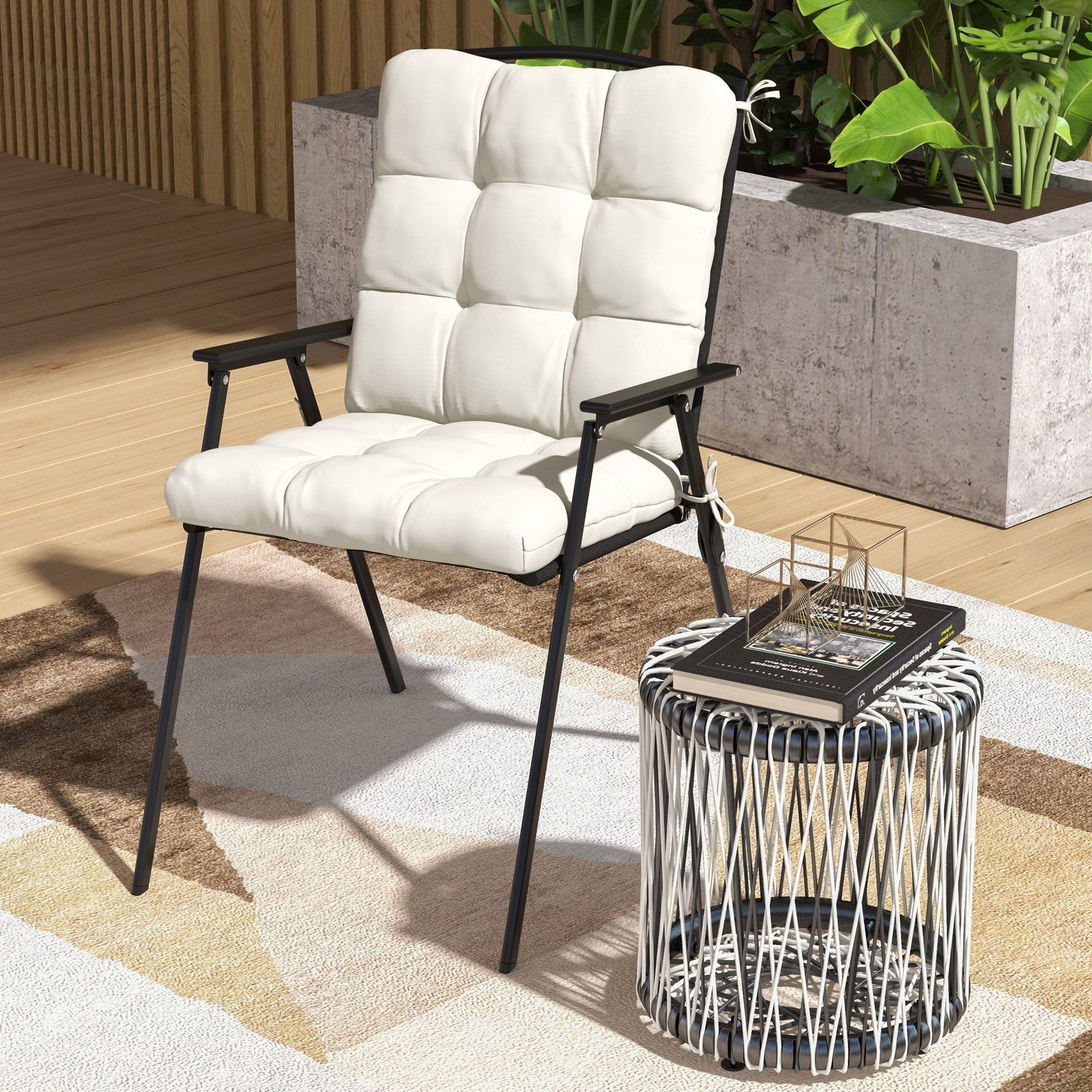 Garden Back Chair Cushion Patio Seat Cushion Pad Outdoor | Cream