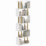 S-shaped Bookshelf, 6-tier Bookcase With Anti-tip Strap | White