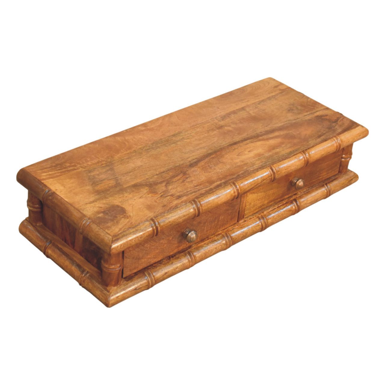 Bamboo Wall-mounted Console, 2 Drawers, Brown