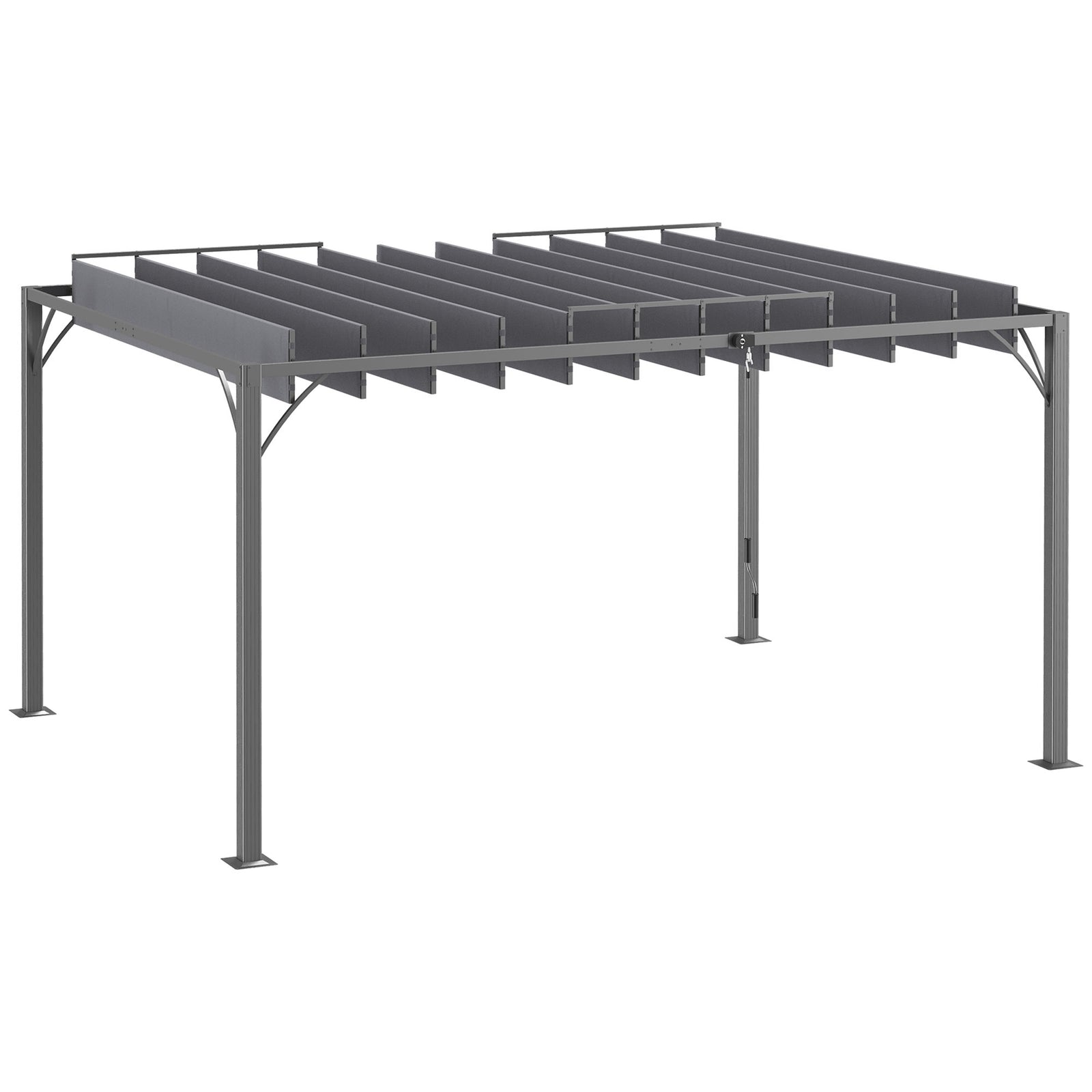 4 X 3(m) Outdoor Louvered Metal Pergola W/ Retractable Roof
