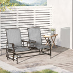 2 Seater Rocker Double Rocking Chair Lounger Outdoor Garden | Grey