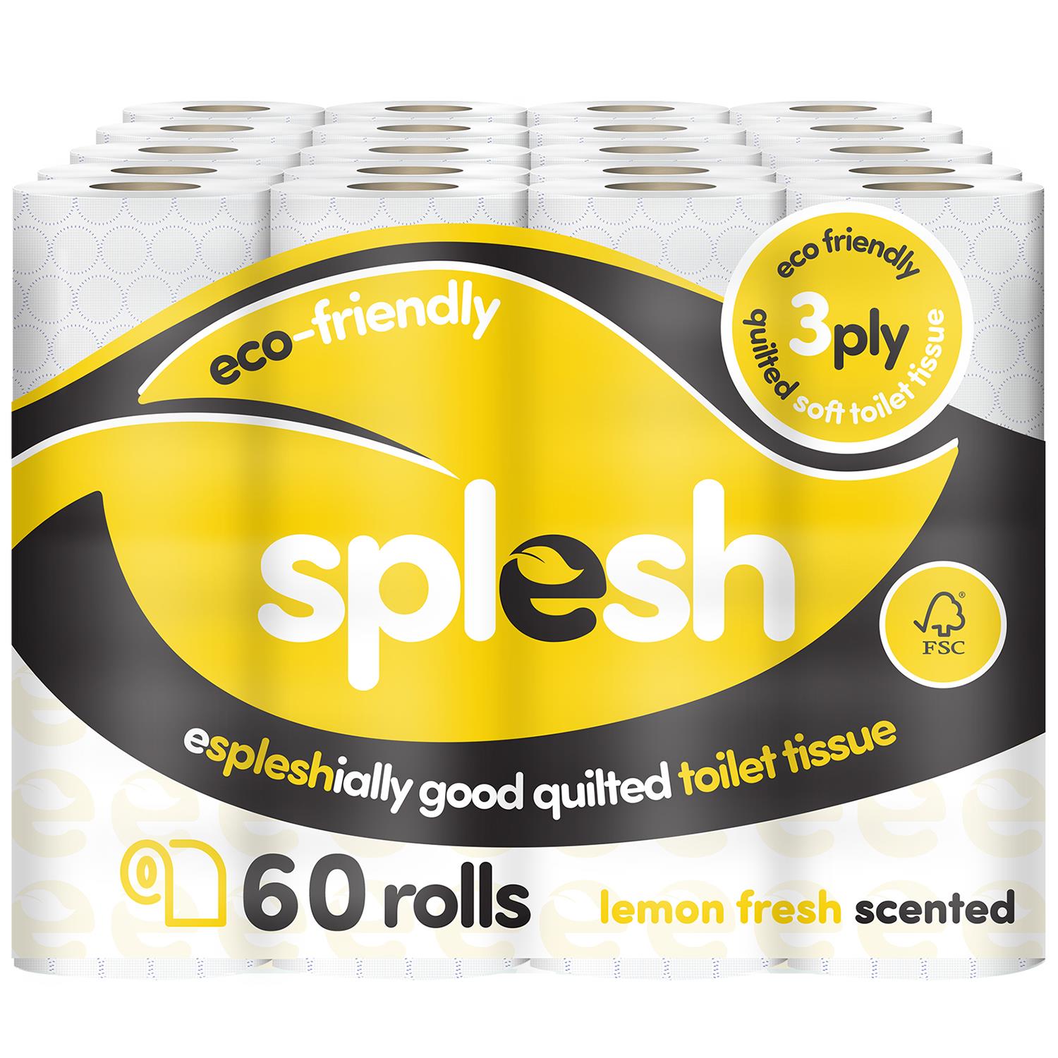 Toilet Roll Soft & Quilted Eco-friendly, Lemon, 60 Rolls