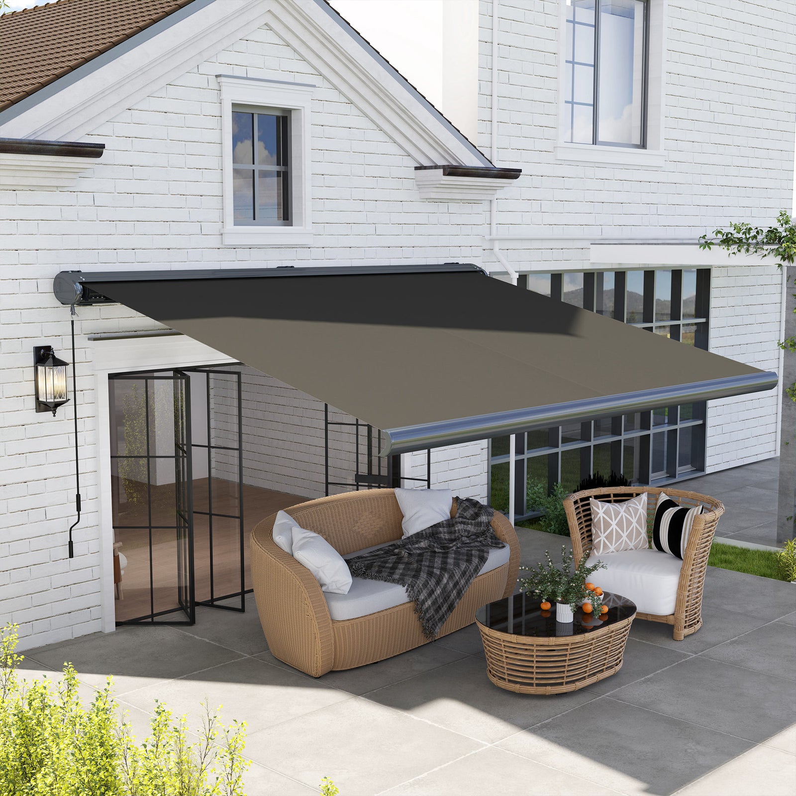 4x3(m) Full Cassette Electric Awning, Aluminium Frame | Dark Gray