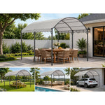 3m X 4m Outdoor Gazebo With Arched Roof Black Steel Frame & Pu-coated Polyester Canopy, Sun Shelter For Garden, Patio Or Backyard