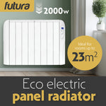 Electric Radiator Panel Heater Wall Mounted Advanced Timer Digital Thermostat, Bathroom Safe Room Heater | 2000w | White