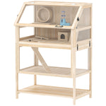 PawHut Wooden 3 Tier Hamster Cage With Storage Shelf For Dwarf, Gerbil