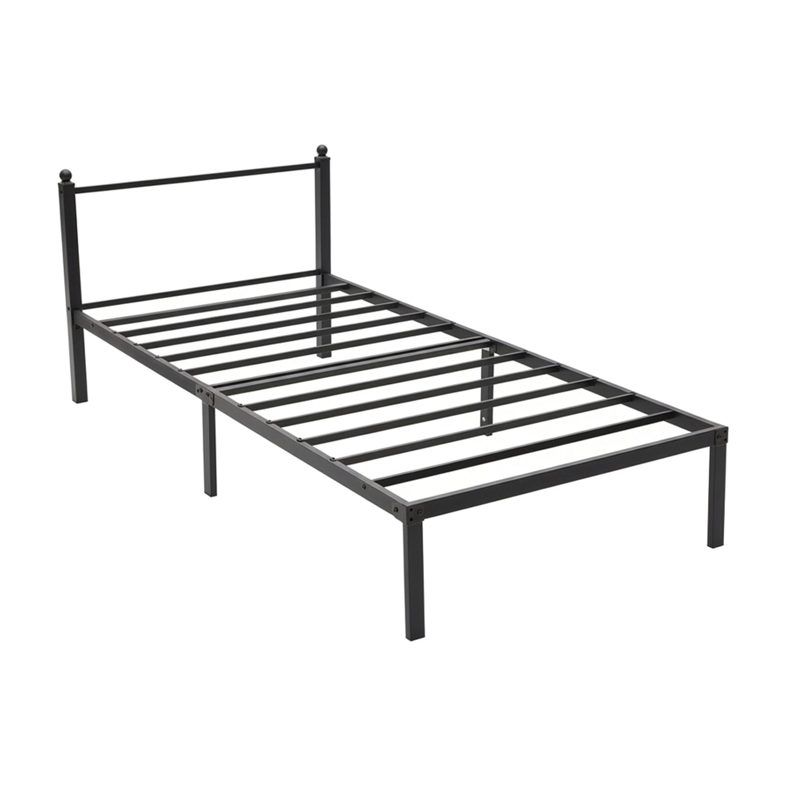 Breeins Black Metal Single Bed Frame With Headboard