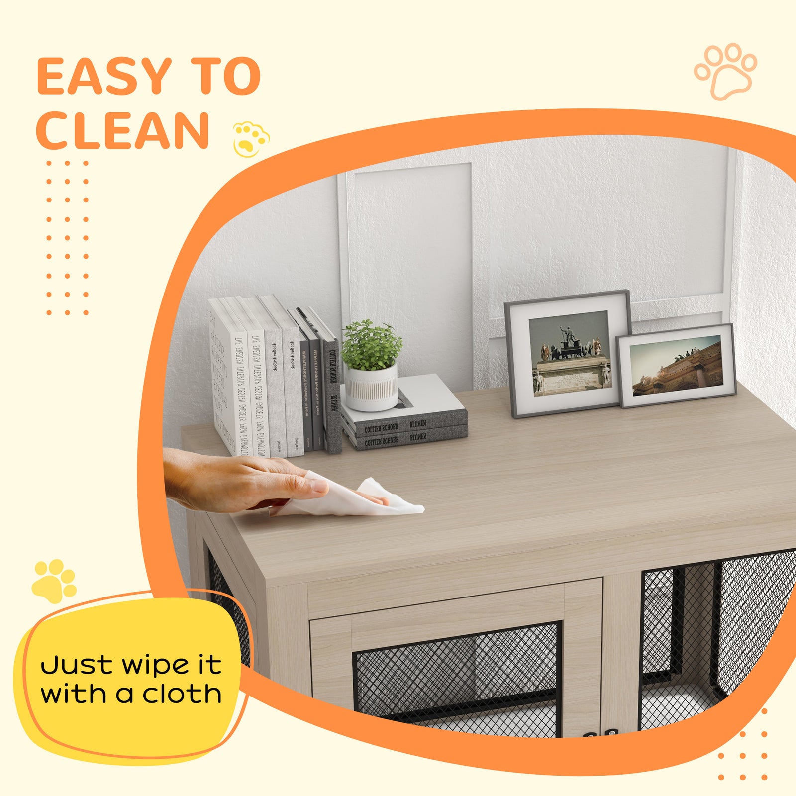 Dog Crate Table W/ Cushion Two Doors - Ak Color | Brown