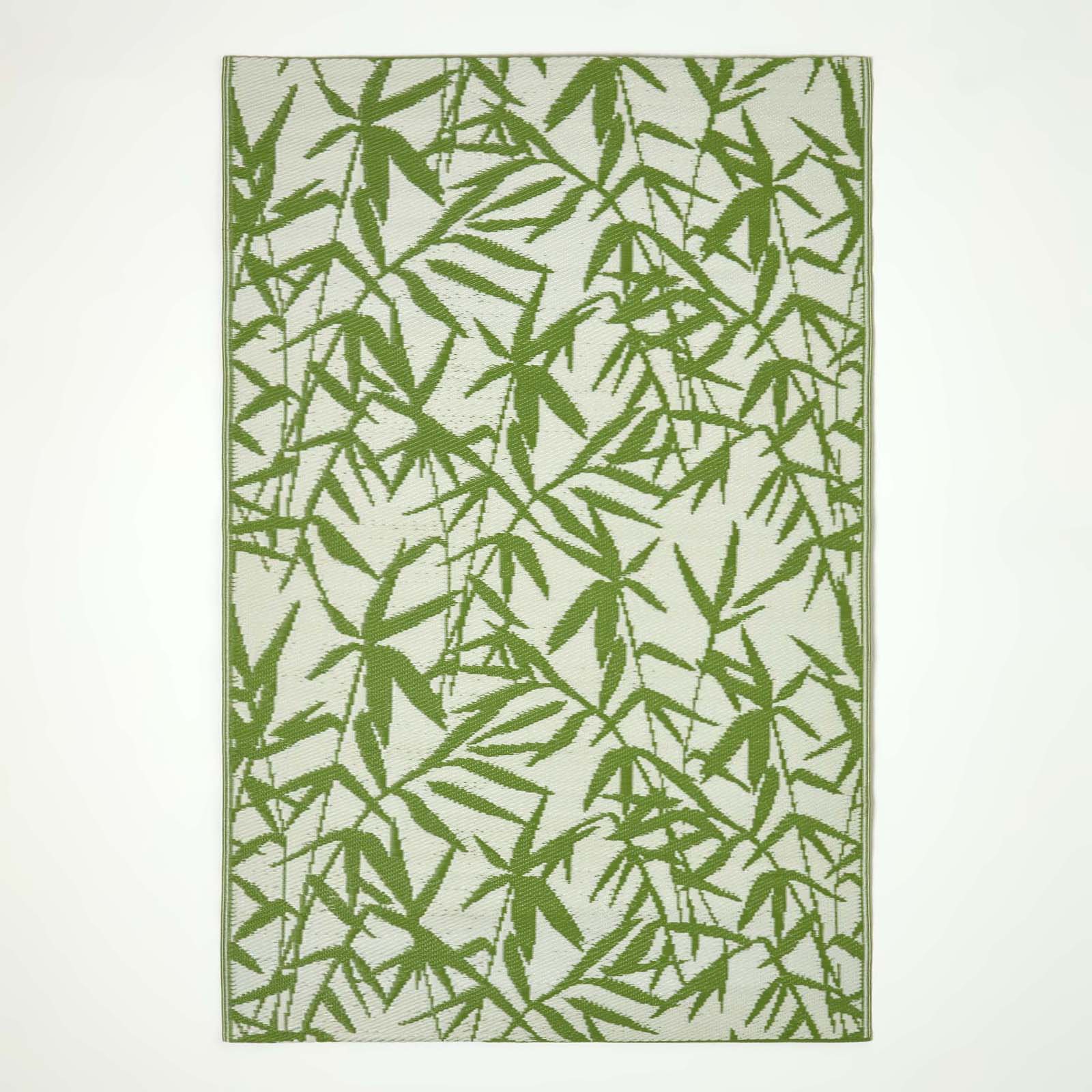 Luxury Outdoor Rug Waterproof Reversible For Garden Patio 100% Recycled, Green Zena Tropical | 180cm x 270cm | Green