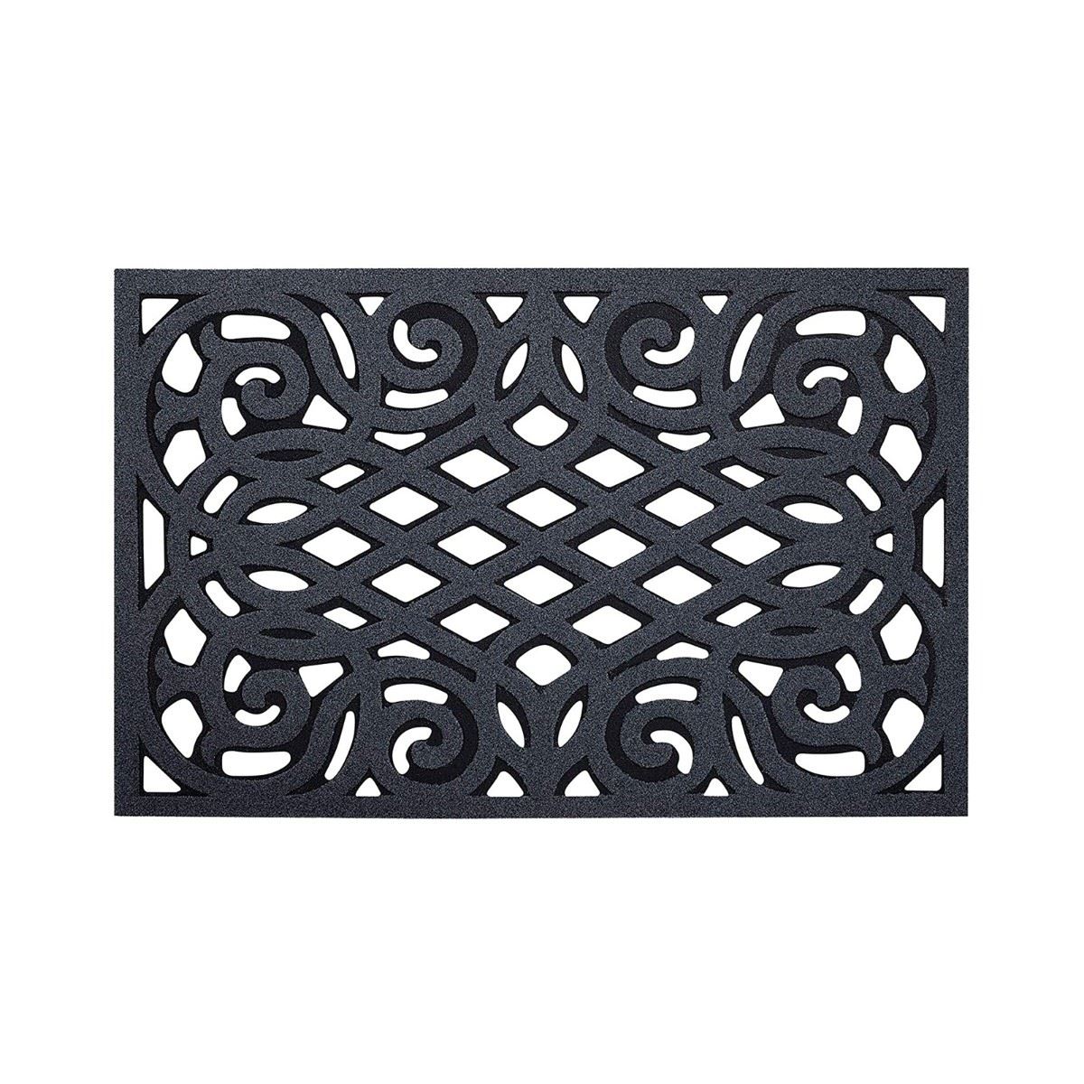 Ornate Small Eco-friendly Doormat In Grey With Open Back | Small | Grey