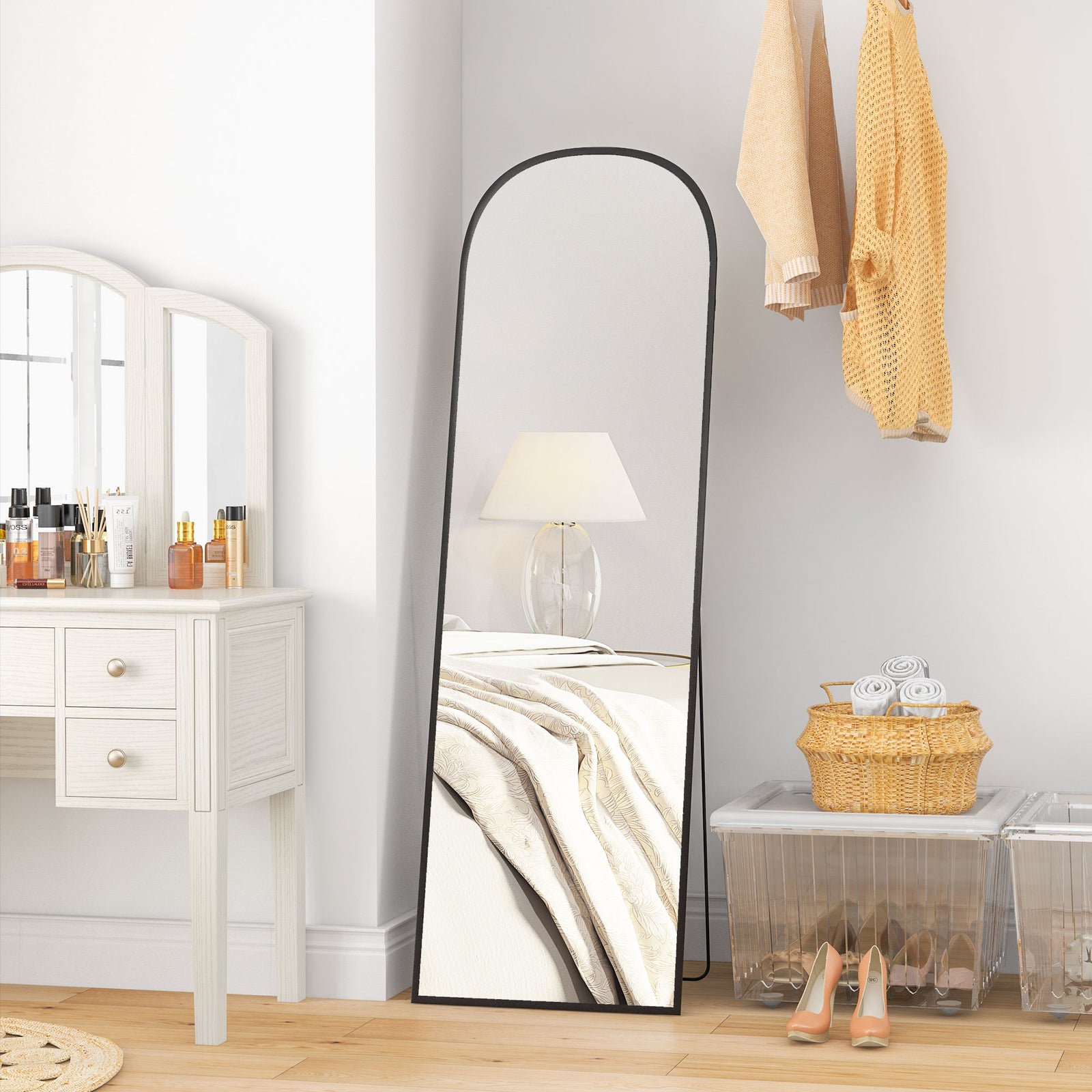 Full Length Mirror Aluminium Alloy Frame Hanging Or Leaning