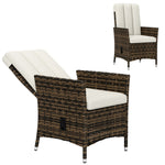 Rattan Recliner Chair, Wicker Armchair With Backrest | Cream