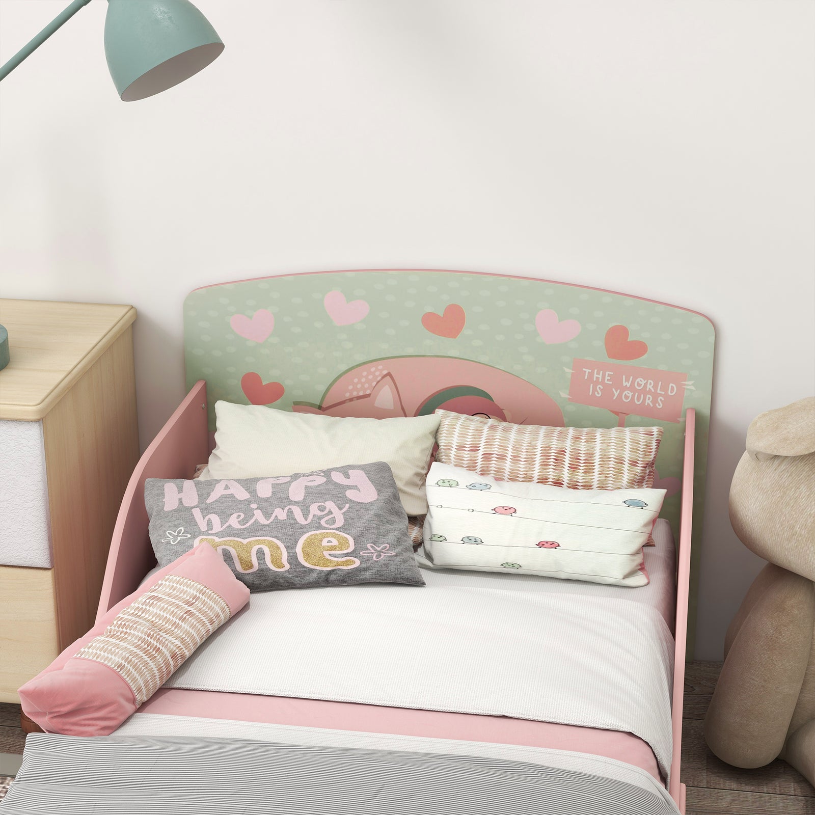 Toddler Bed Frame, Kids Bedroom Furniture For Ages 3-6 Years | Pink