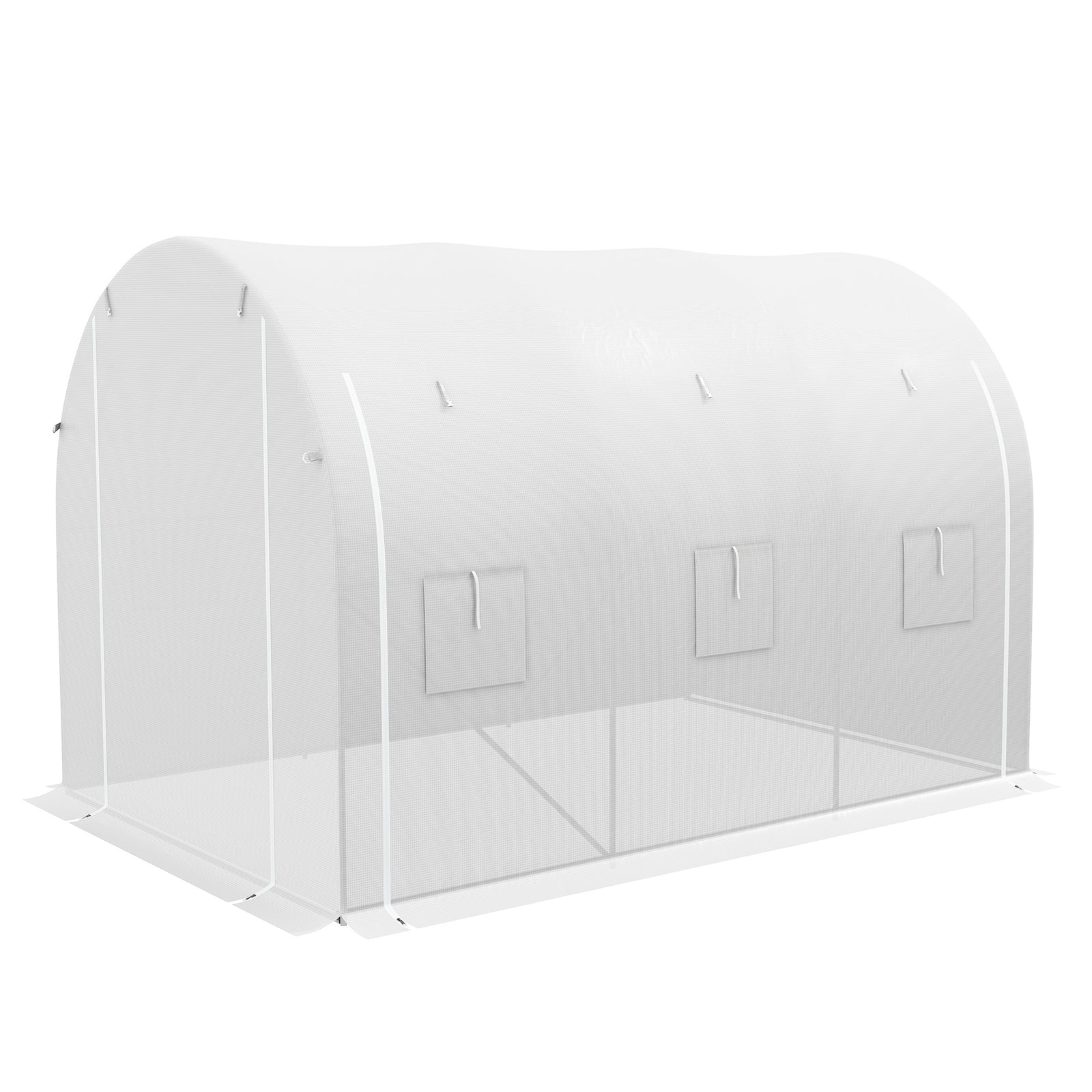 3x2m Polytunnel Greenhouse W/ Roll-up Door & Windows