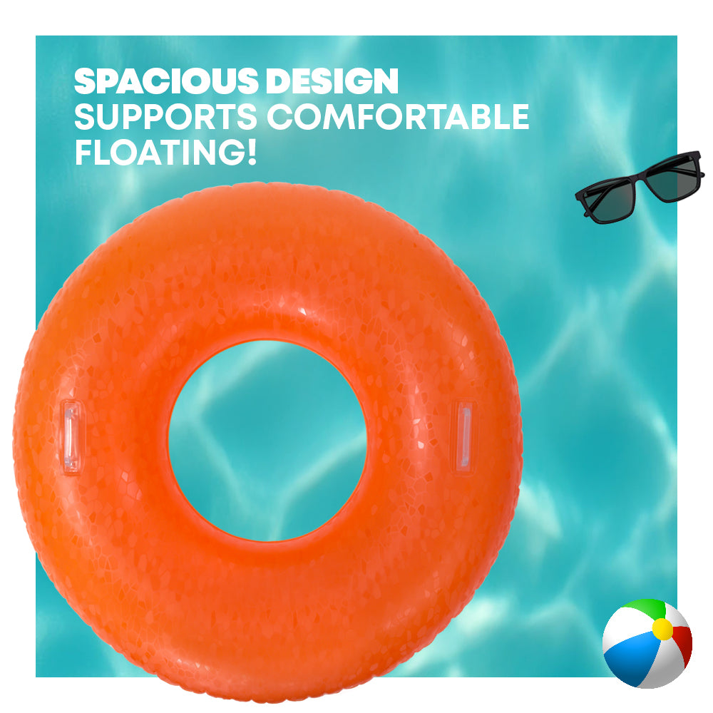 Diamond Print Inflatable Pool Float Ring | Orange