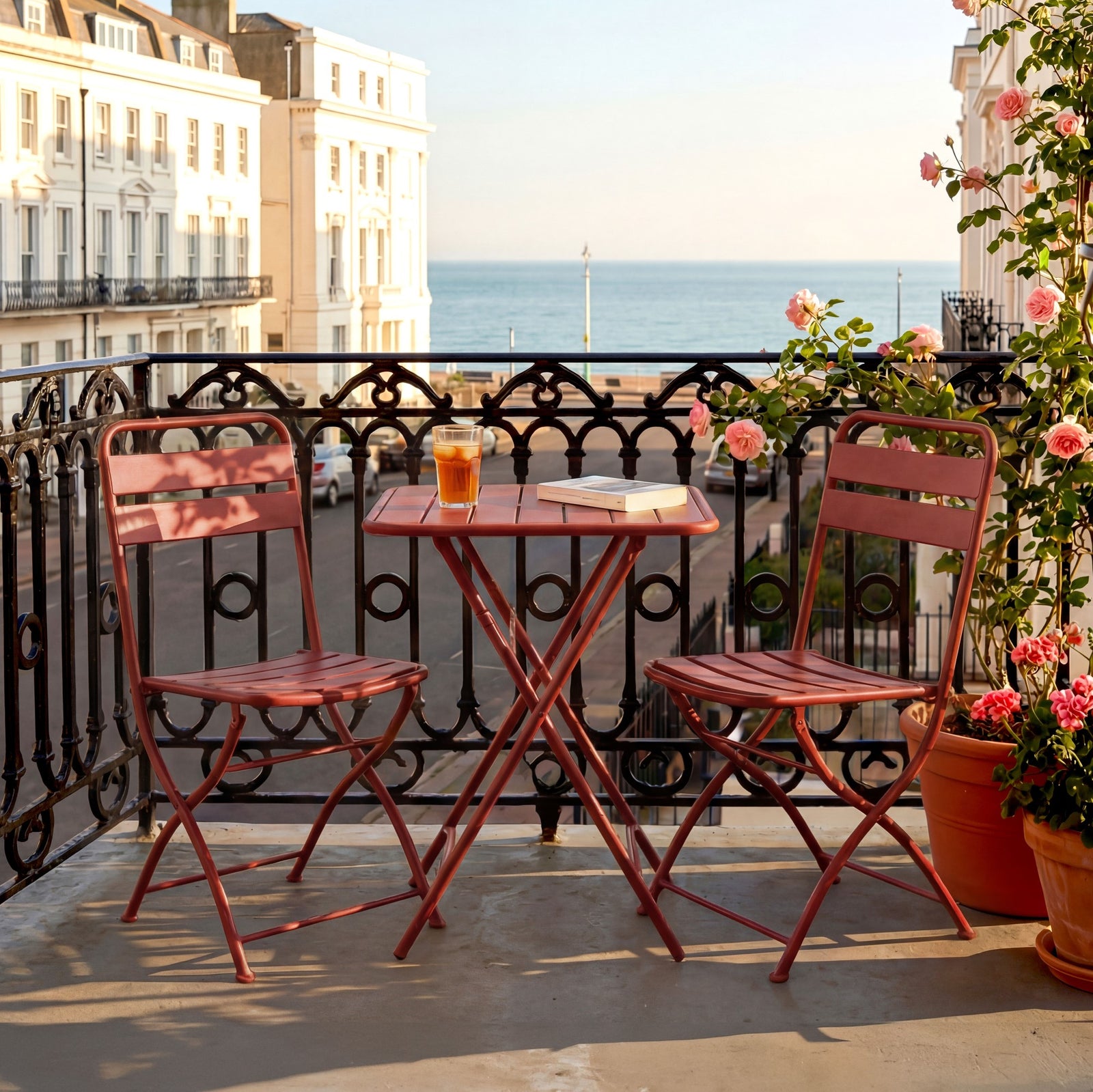 Colourways Vibrant Folding Patio Or Balcony Set | Terracotta