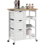 Compact Bar Trolley With Wood Top, Drawers