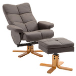 Recliner Chair And Footstool Pu Leather Wooden Base | One Size | Brown