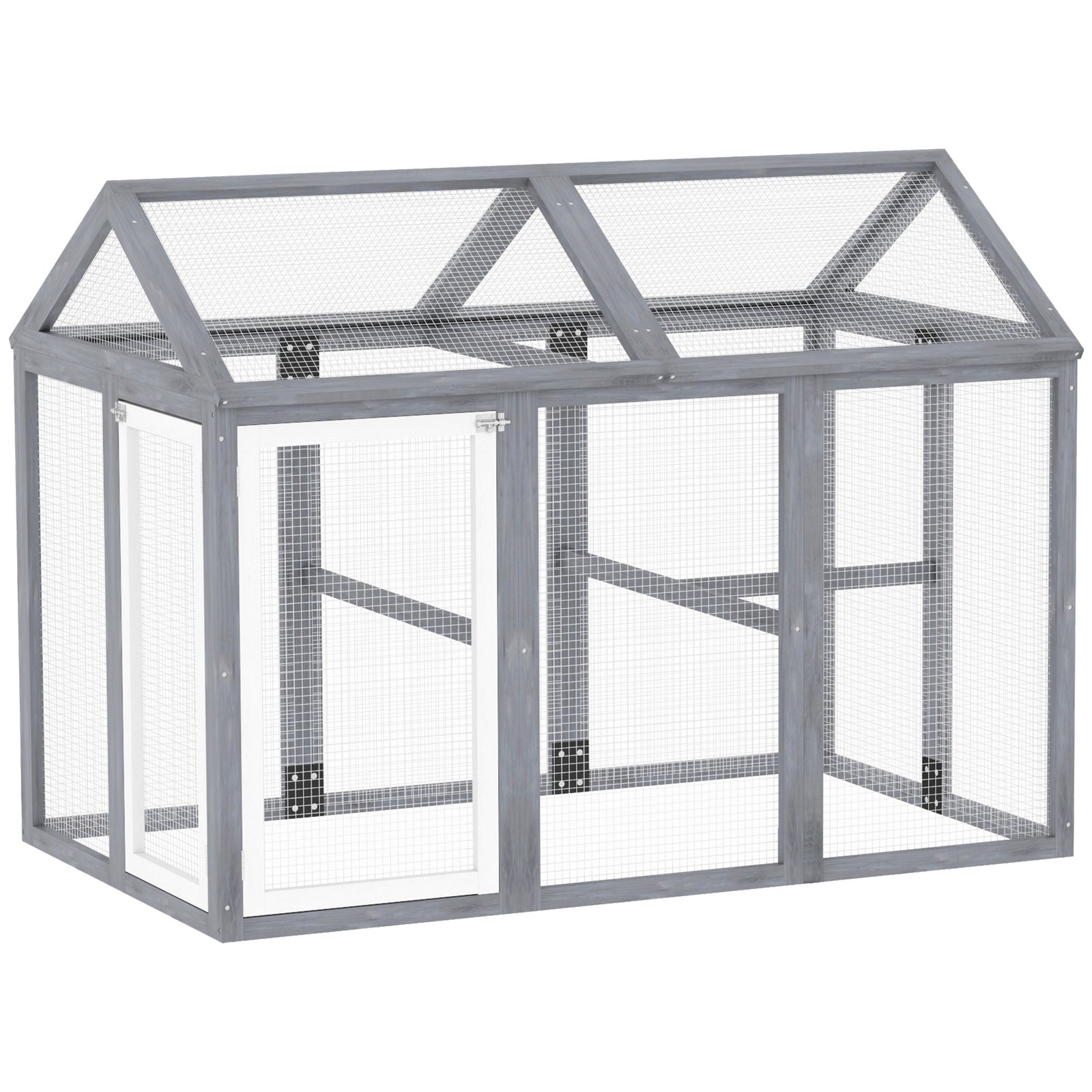 Pawhut Chicken Run, Wooden Chicken Coop W/ Combinable Design - Grey