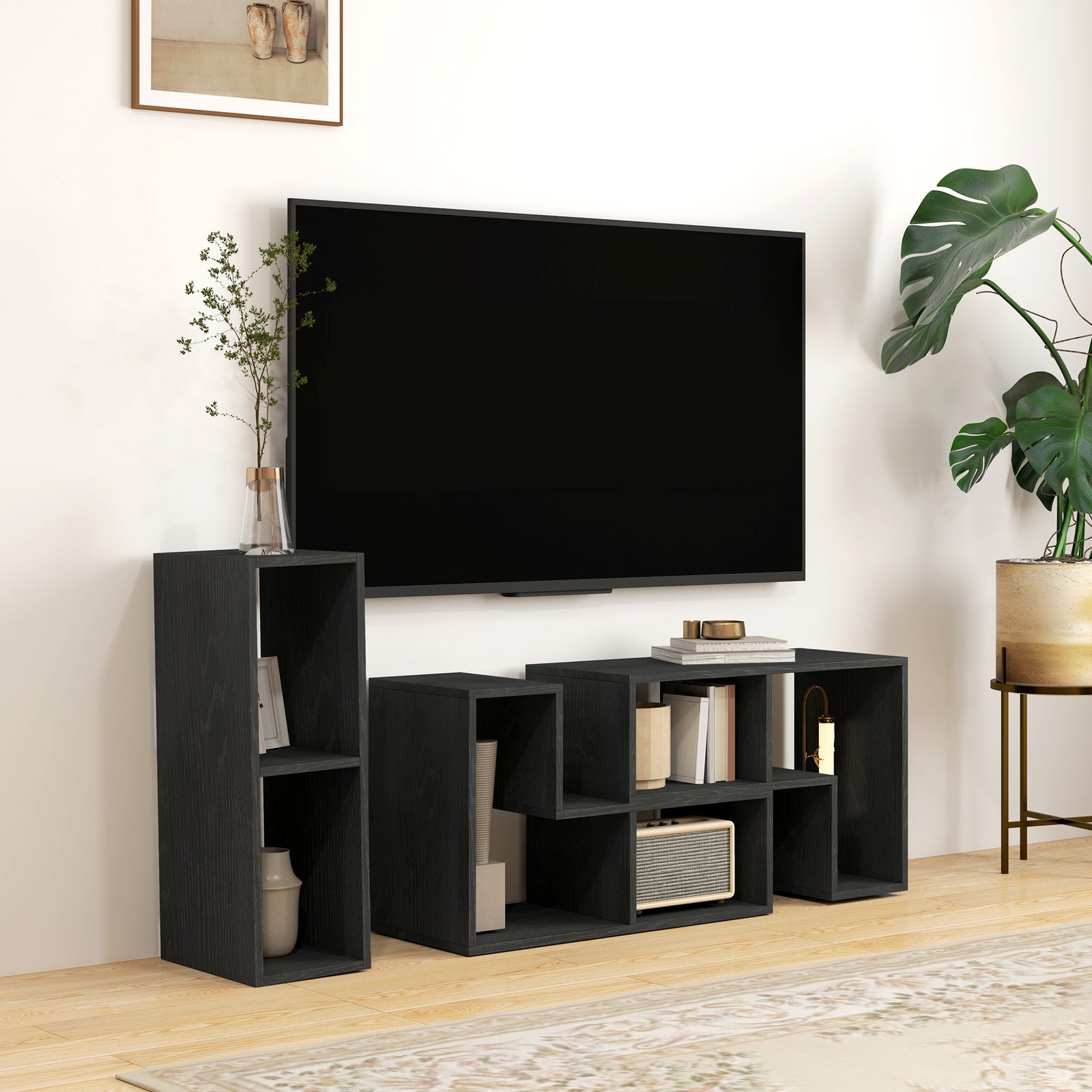 Tv Unit For Tvs Up To 75 Inches, Free Combination Tv Stand | Black