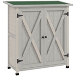 Wood Garden Storage Shed Tool Cabinet Organizer W/ Shelves