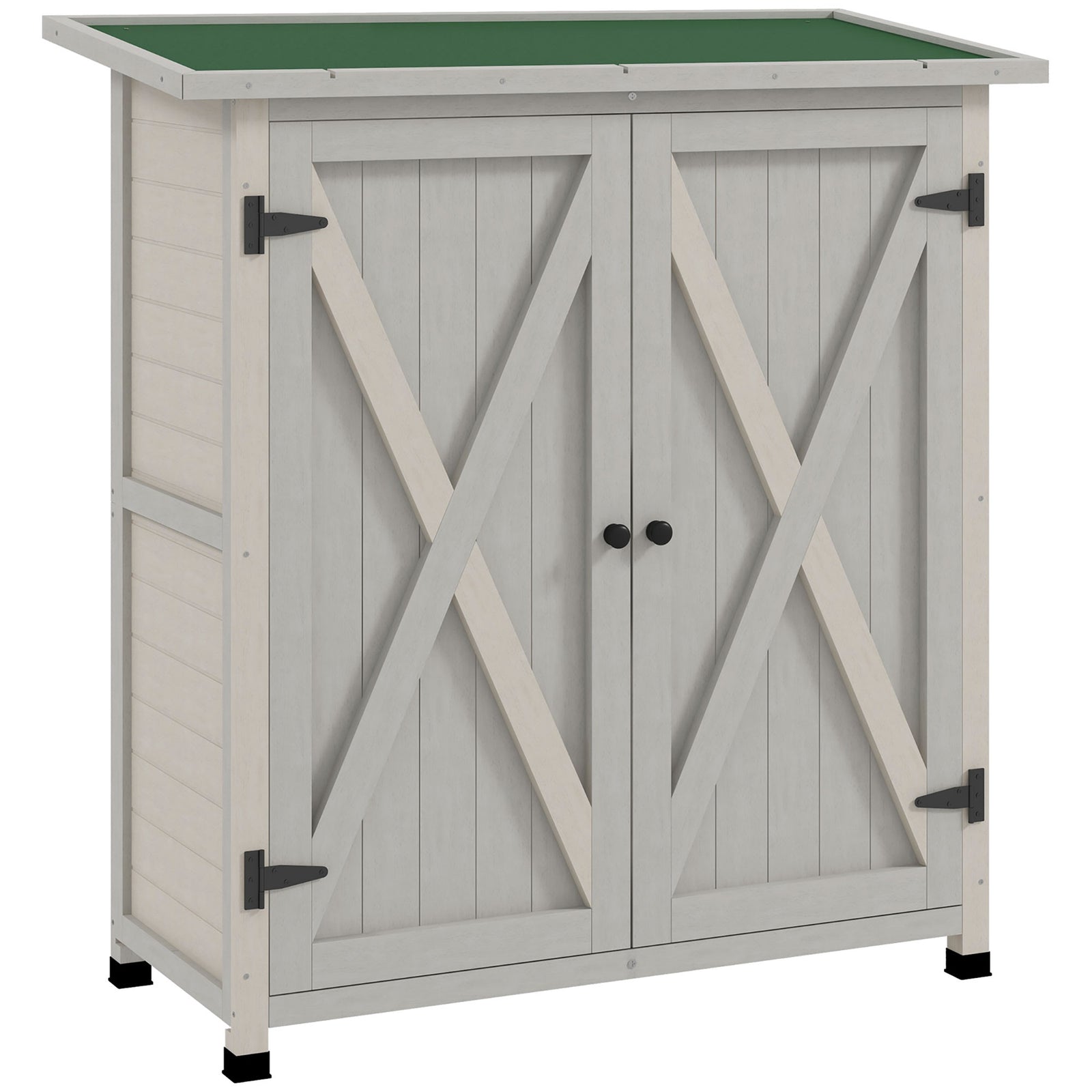 Wood Garden Storage Shed Tool Cabinet Organizer W/ Shelves