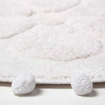 Floral Tufted Round Bathmat With Pom Poms | 60cm | White