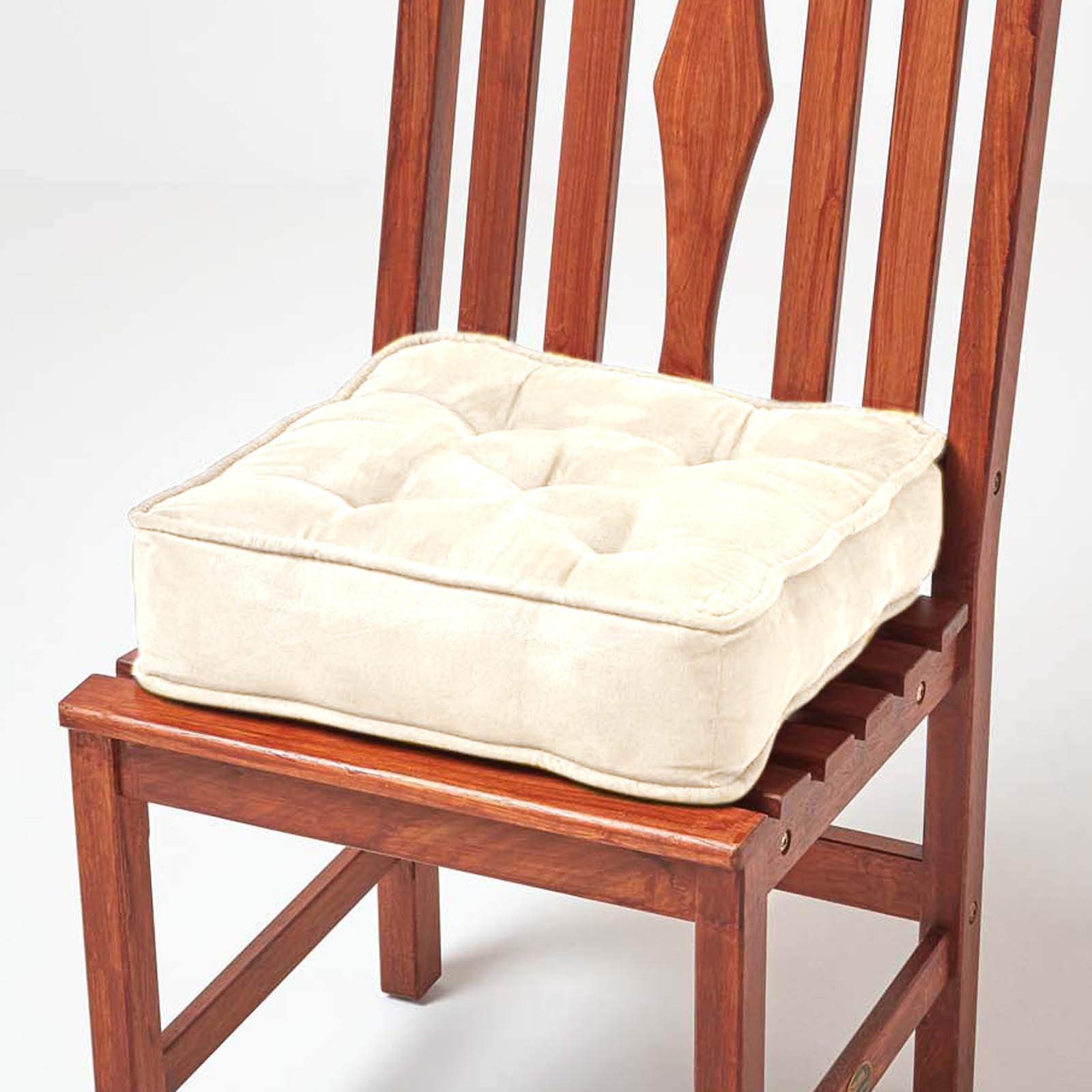 Faux Suede Dining Chair Booster Cushion | 40cm x 40cm | Cream