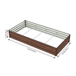 Brown Wood Grain Rectangular Galvanized Steel Raised Garden Bed | XL