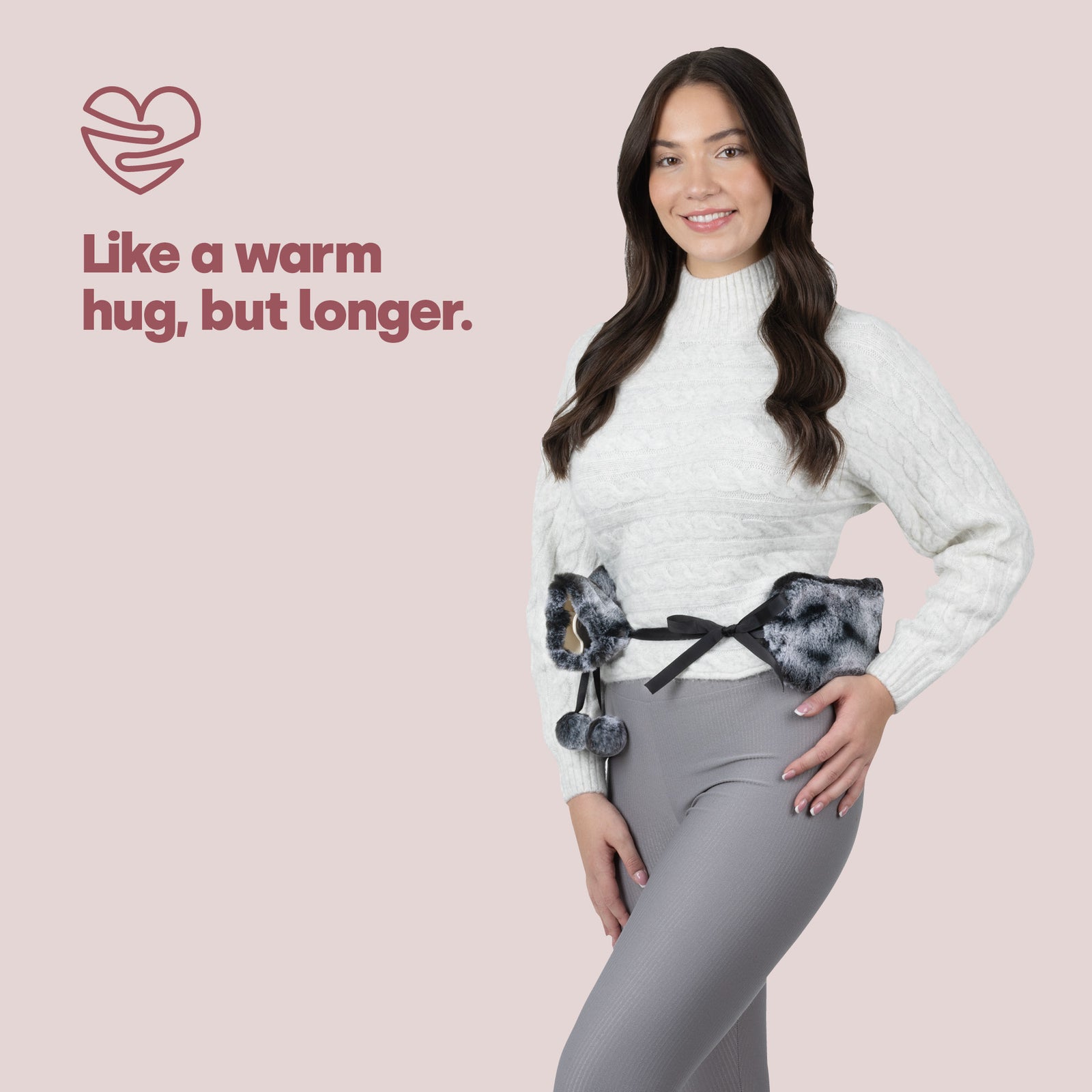 Livivo Grey Extra Long 2l Hot Water Bottle With Soft Washable Faux Fur Cover