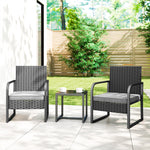Outsunny Rattan Bistro Set, 3 Piece Garden Furniture Set Cushions, Black