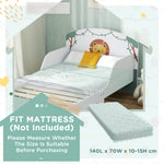 Toddler Bed, Lion-themed Kids Bed Frame With Storage | Green