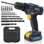 18v Cordless Drill Driver And Screwdriver Set & Drill Bit Kit Li-ion Battery Included, Lightweight Power Battery Drill | 13 Piece Kit – 1x Battery + Charger + Carry Case | Blue