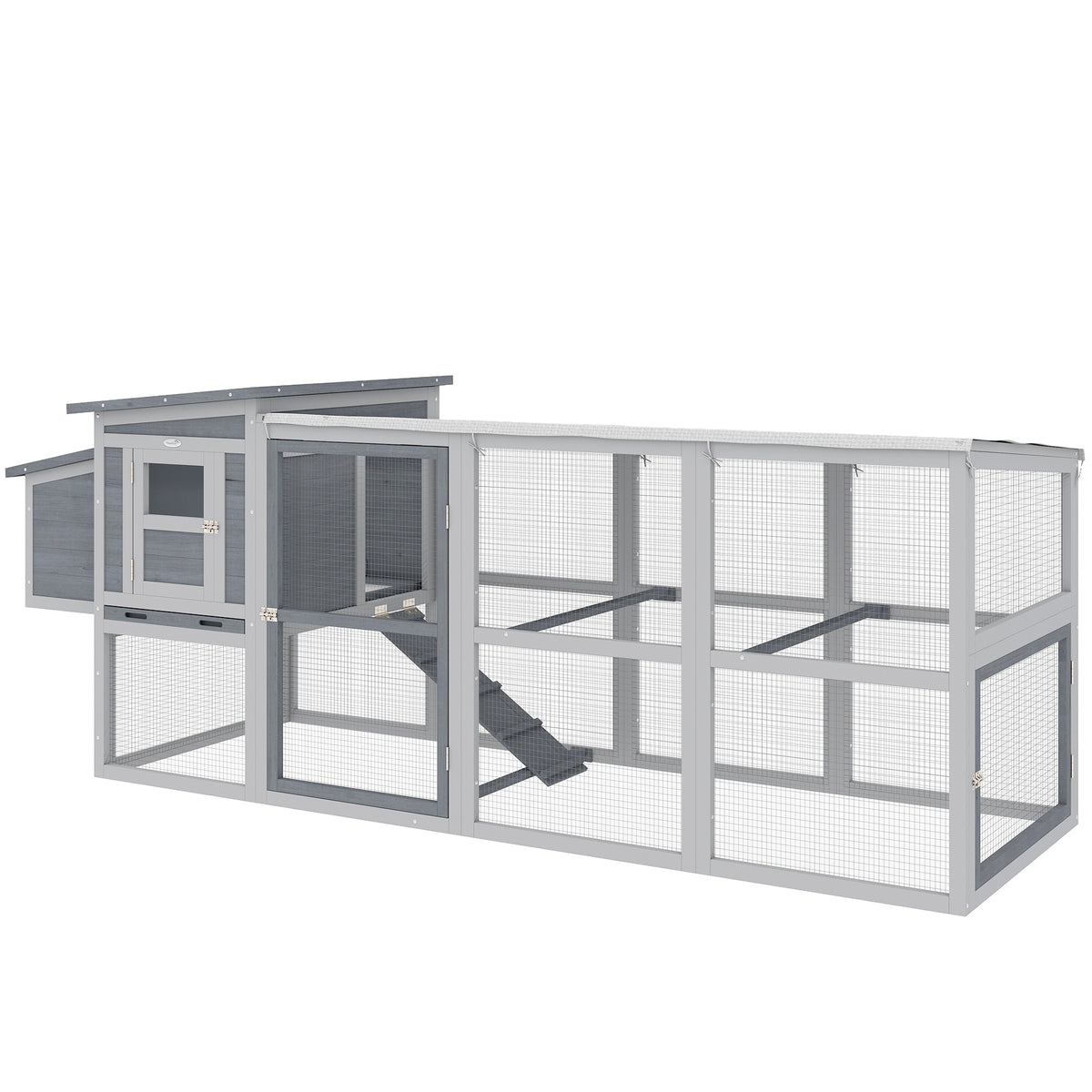 PawHut Large Chicken Coop, Wooden Hen House With Covered Run
