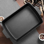 32.5cm W X 23cm D Black Rectangular Cast Iron Baking Pan