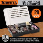 Rotary Tool Kit 135w & Accessory Set Variable Speed 8000-33000rpm Ideal For Diy Woodwork & Hobby Craft Dremel Compatible | 120 Piece Kit + Case | Grey