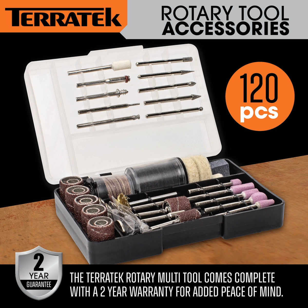 Rotary Tool Kit 135w & Accessory Set Variable Speed 8000-33000rpm Ideal For Diy Woodwork & Hobby Craft Dremel Compatible | 120 Piece Kit + Case | Grey