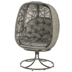 Foldable Egg Chair With Cushions, Outdoor Swivel Lounger | Sand