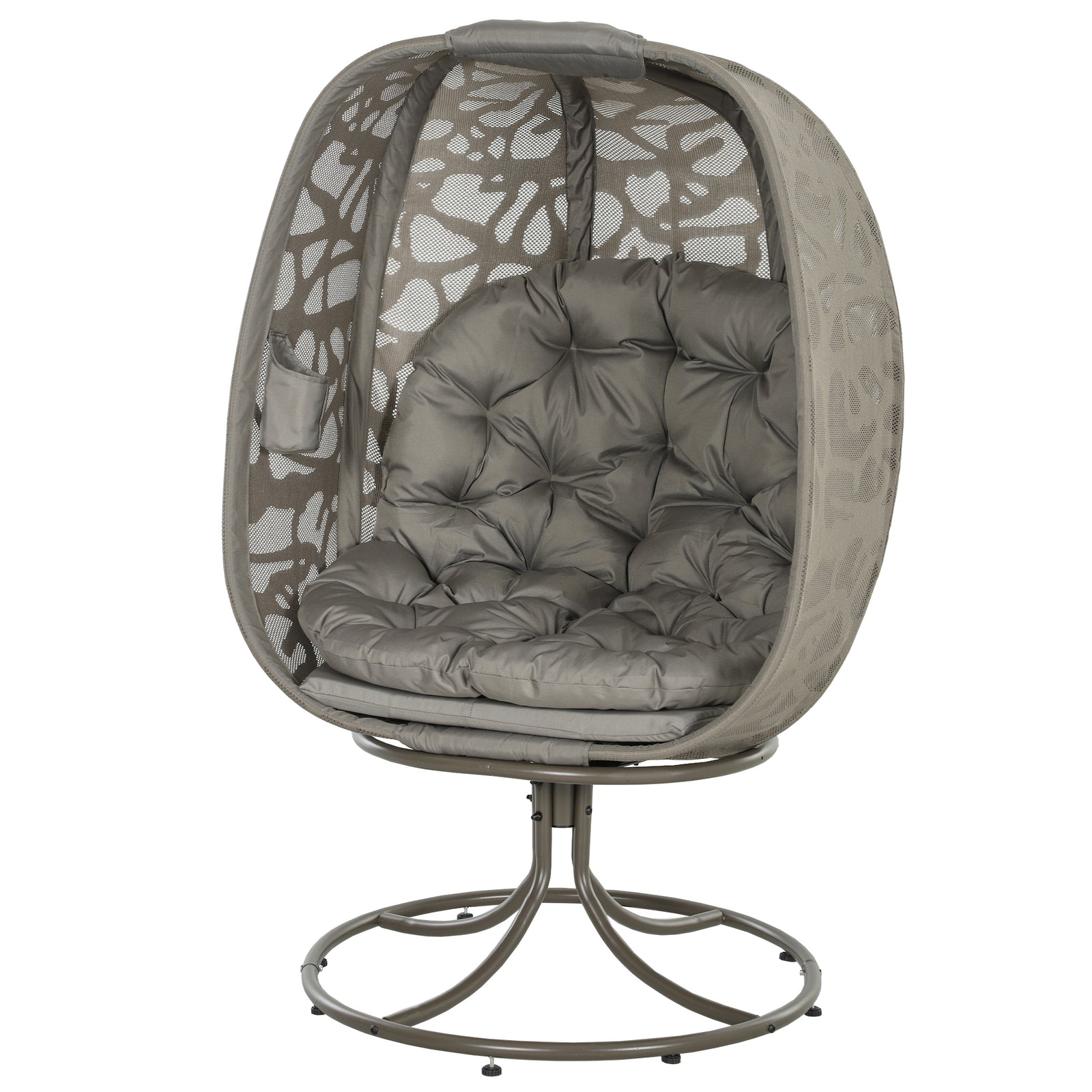 Foldable Egg Chair With Cushions, Outdoor Swivel Lounger | Sand