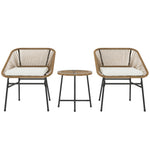 Rattan Bistro Set, Small Balcony Furniture With Cushion | Natural