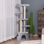 Cat Tree Kitten Tower W/ Scratching Post Condo Plush Perches Grey