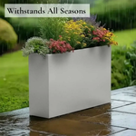 Long Zinc Galvanised Tall Trough Planter | 80cm x 25cm x 60cm | Silver