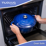 Cast Iron Dutch Oven Casserole Pot With Lid - 30cm (6.9l) | Dark Blue