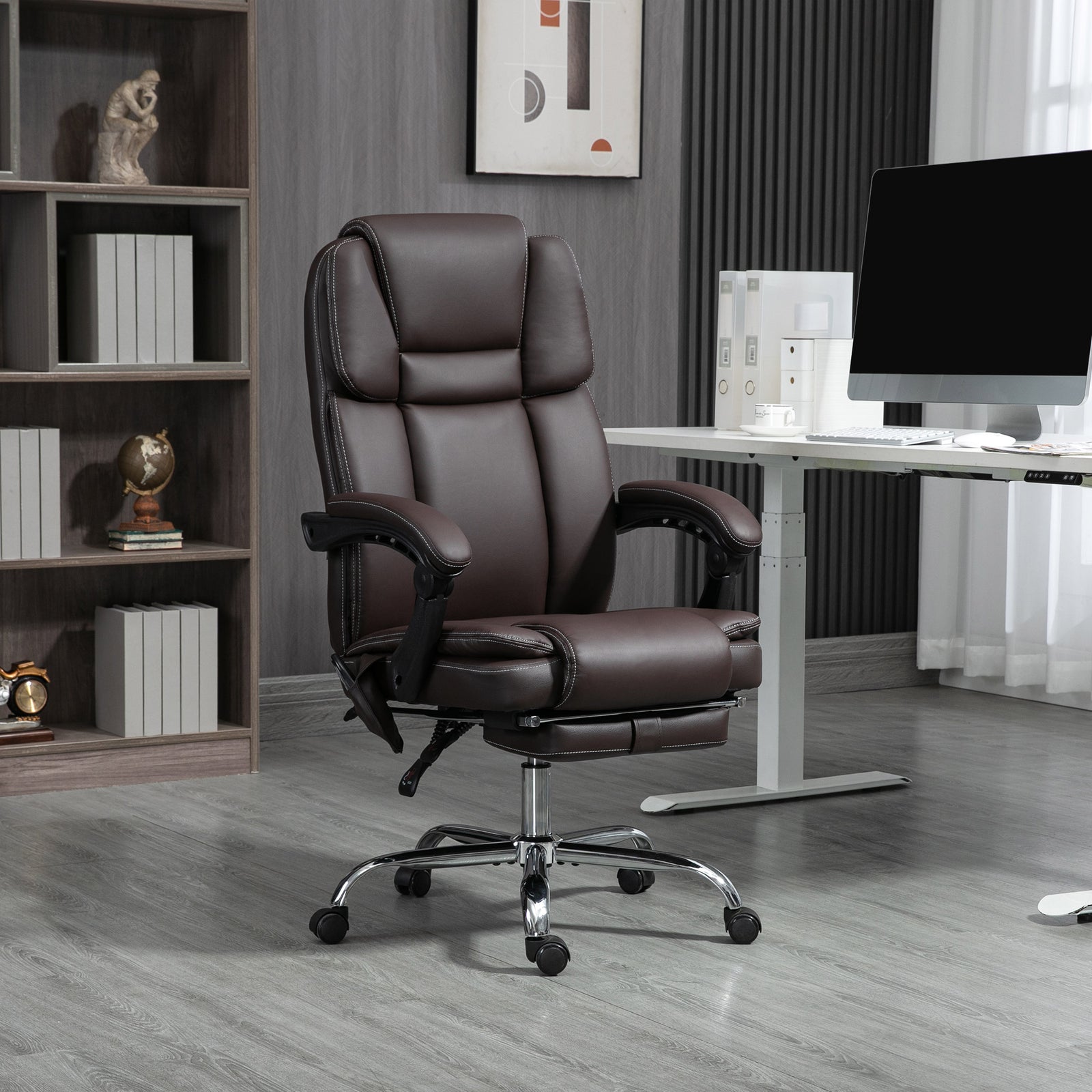 Massage Office Chair, Pu Leather | Dark Brown