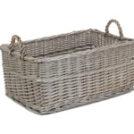 Wicker Shallow Antique Wash Storage Basket | Medium | Brown